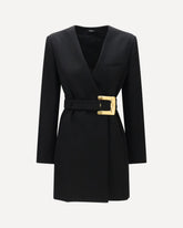 Blazer in grain de poudre con cintura - NERO | Base Blu