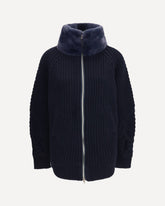 High-neck fur Jacket - BLUE | Base Blu