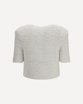 Tweed Plumetis Cardigan - WHITE | Base Blu