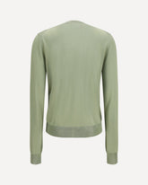 Cardigan girocollo in viscosa con logo ricamato - VERDE | Base Blu