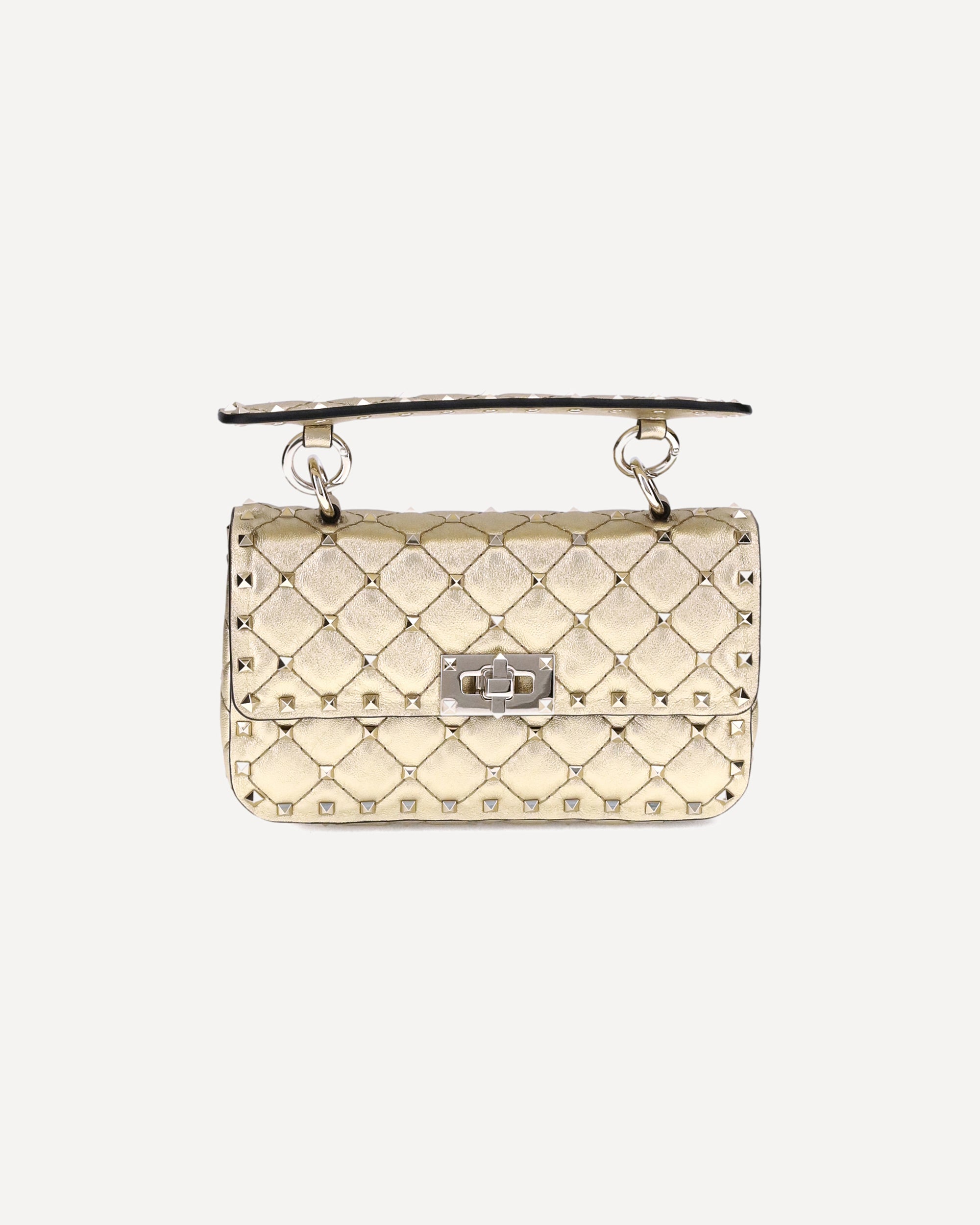 VALENTINO GARAVANI Rockstud Spike small Shoulder Bag GOLD