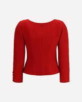 Short Jacket in Plain Wool Tweed - RED | Base Blu