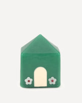 Candela a forma di casetta in cera - VERDE | Base Blu