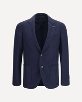 Single-breasted wool and cashmere Jacket - BLUE | Base Blu