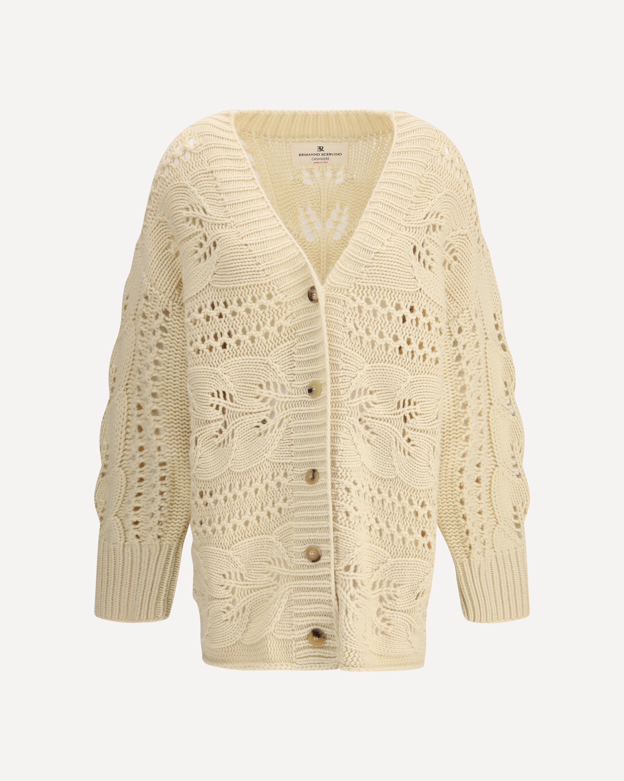 ERMANNO SCERVINO Perforated cashmere Cardigan BEIGE | Base Blu