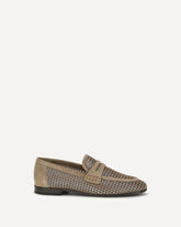Sparkling Net leather Loafers - BEIGE | Base Blu