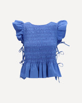 Ruched cotton Top with side bows - LIGHT BLUE | Base Blu
