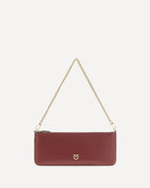 Horizontal Flat leather Shoulder Bag - BORDEAUX | Base Blu
