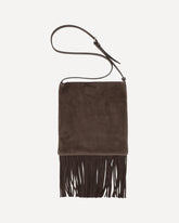 Suede Leather Shoulder Bag - BROWN | Base Blu