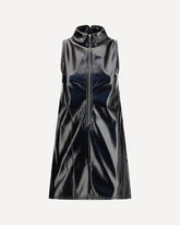 Collar Cutout Vinyl Mini Dress - BLACK | Base Blu