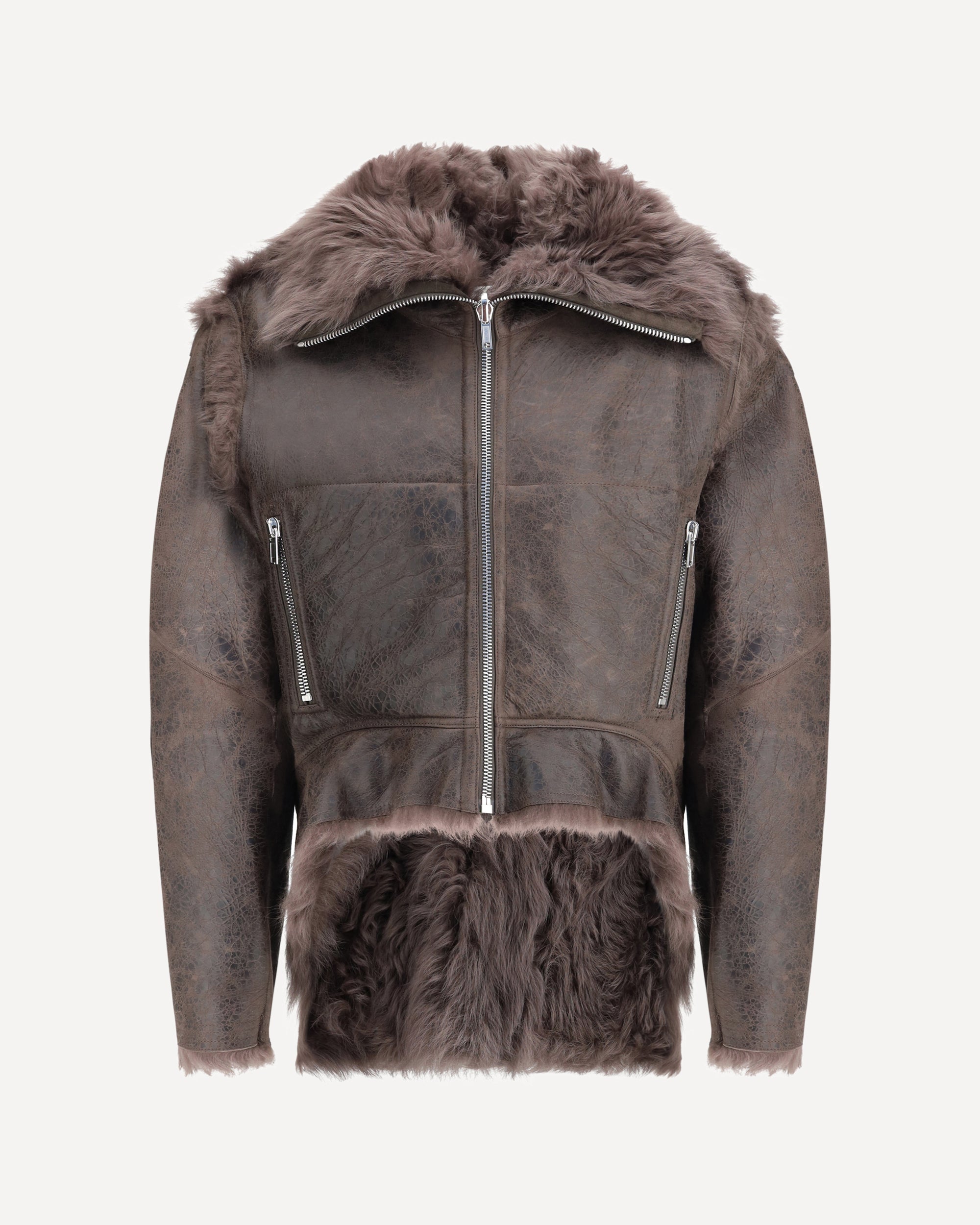 RICK OWENS Exploder Shearling Jacket BROWN | Base Blu