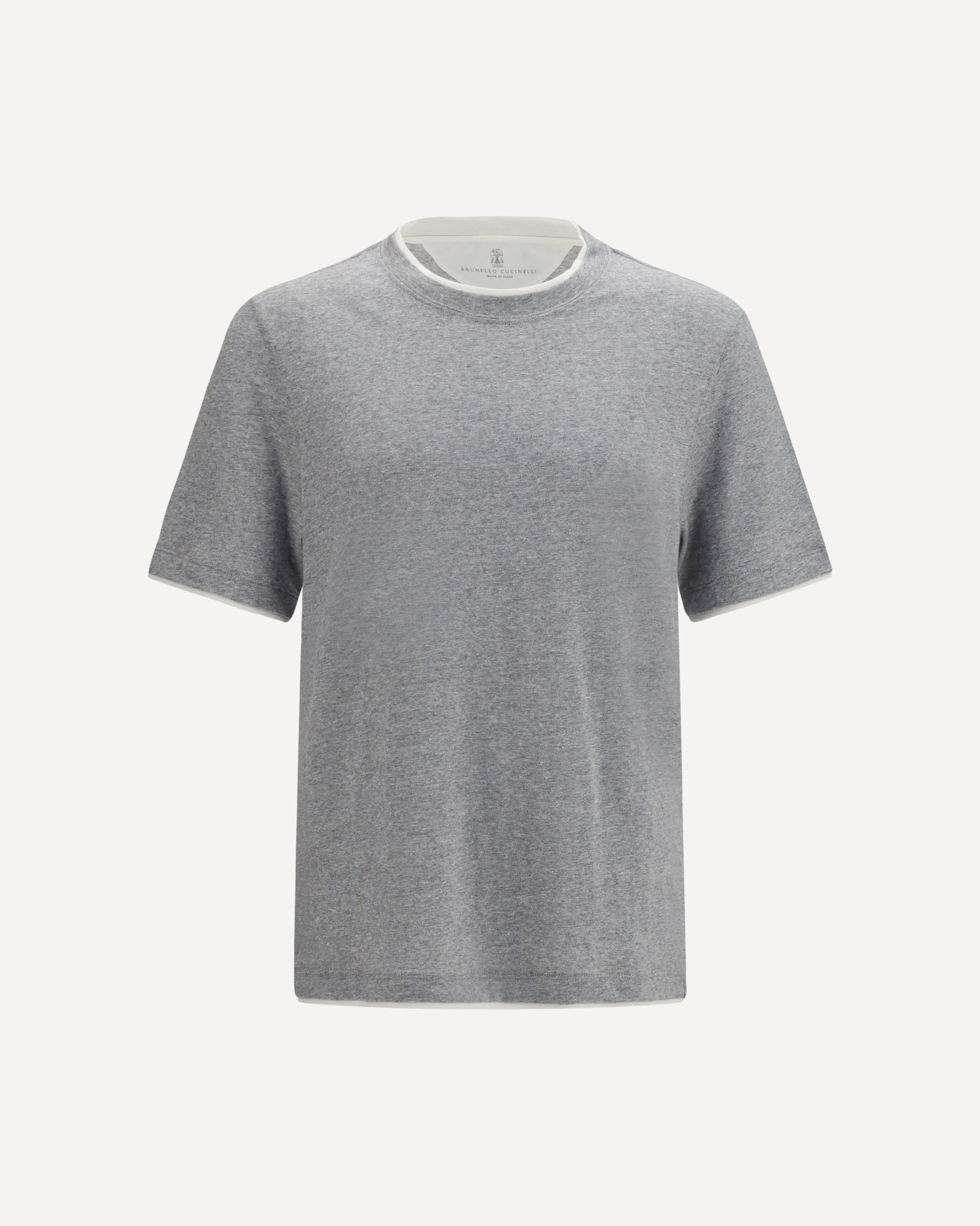 BRUNELLO CUCINELLI Short-sleeve cotton T-shirt GREY | Base Blu