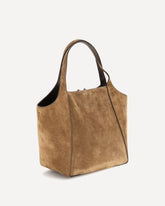 Borsa a Mano Bucket Sartorial piccola in camoscio - BEIGE | Base Blu