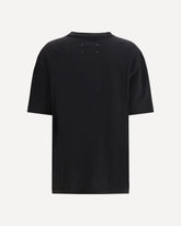 Cotton T-shirt with tone-on-tone lettering print - BLACK | Base Blu