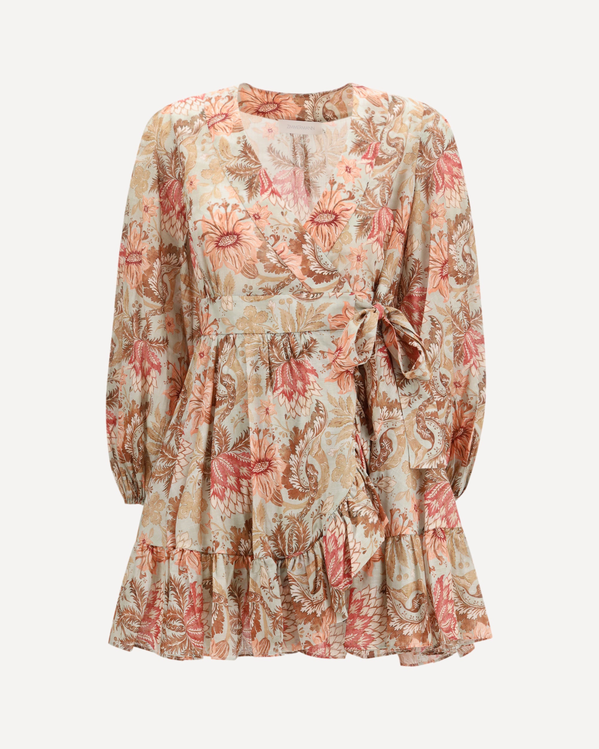 zimmermann pink ruffle dress ZIMMERMANN Daylight wrap mini Dress PINK
