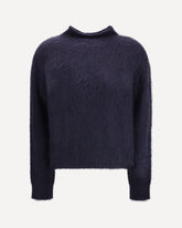 Turtleneck Sweater in brushed mohair-blend yarn - BLUE | Base Blu