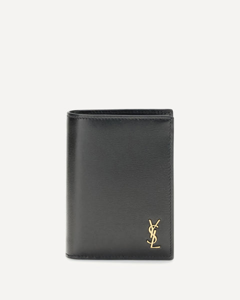 SAINT LAURENT Tiny Cassandre credit Card Holder BLACK | Base Blu