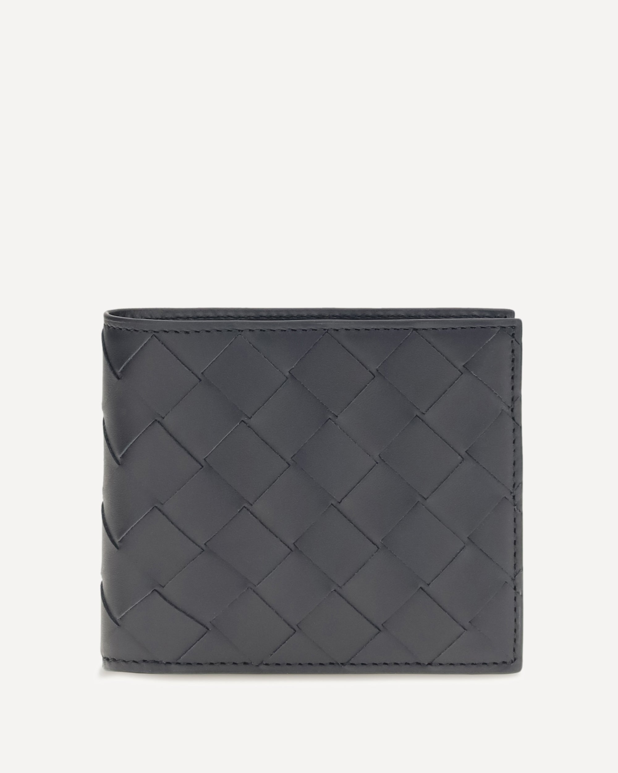 BOTTEGA VENETA Bifold leather Intrecciato Wallet BLACK | Base Blu