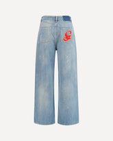 Embroidered logo denim Jeans - LIGHT BLUE | Base Blu