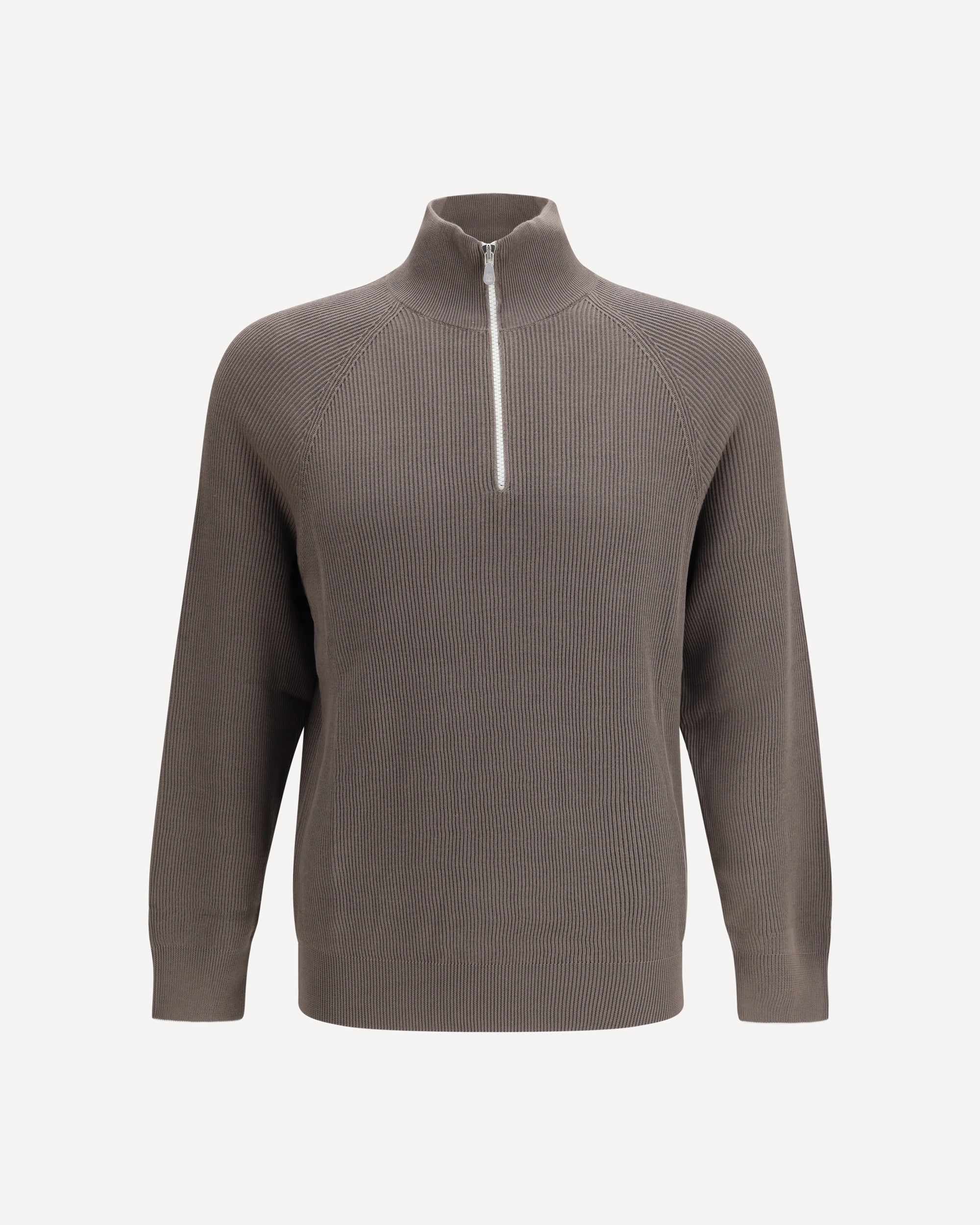 BRUNELLO CUCINELLI Cotton Sweater with a high neckline BROWN