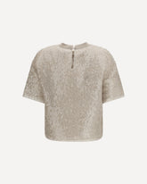 Dazzling Cascade Embroidery silk T-shirt - BEIGE | Base Blu