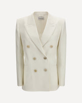 Double-breasted wool and mohair Jacket - WHITE | Base Blu