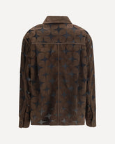 Goat suede leather Shirt with sheer see-through inserts - BROWN | Base Blu