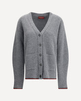 Cardigan a coste in Lana - GRIGIO | Base Blu