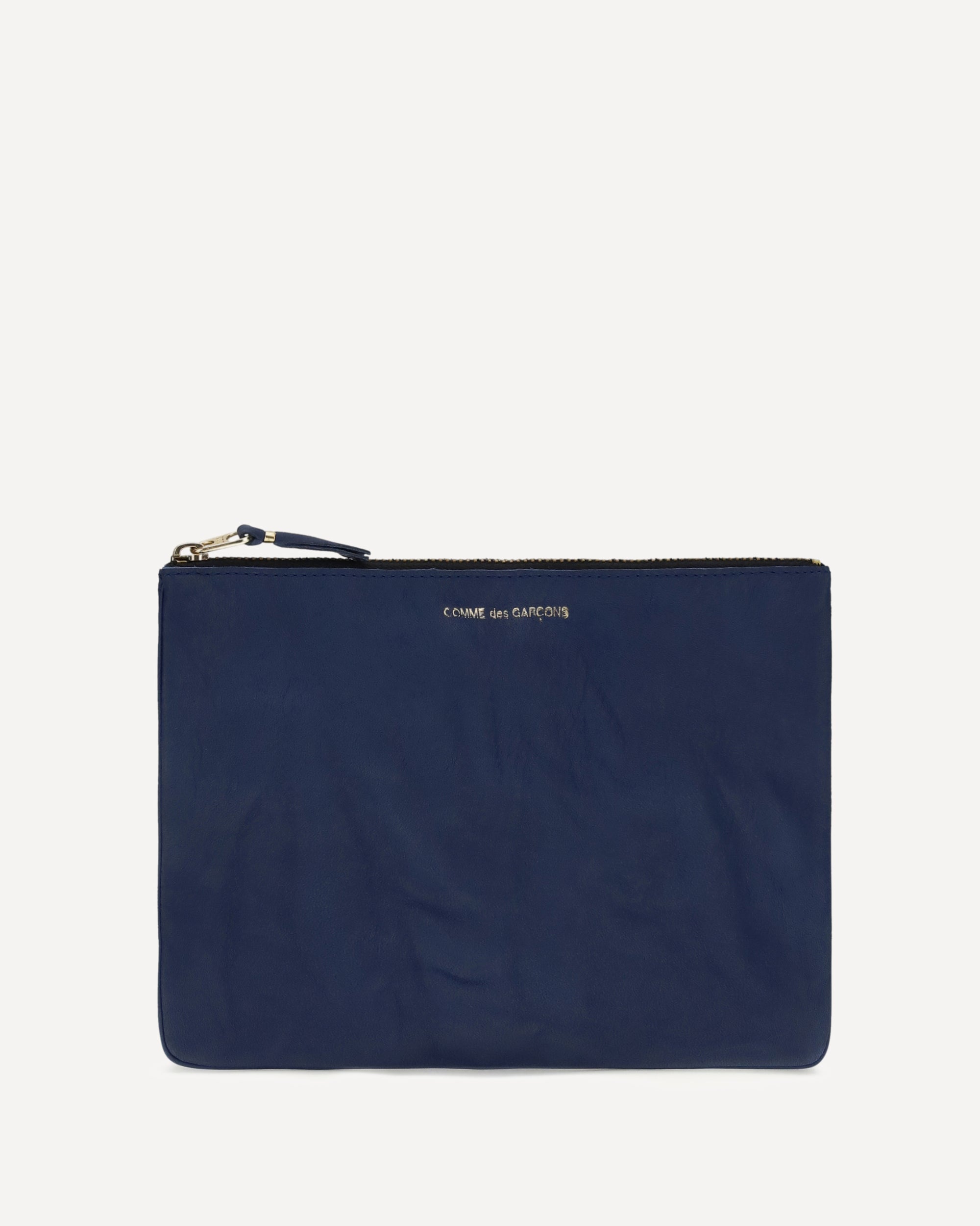 COMME DES GARÇONS WALLET Vintage-effect leather Pouch BLUE | Base Blu