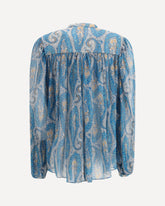 Camicia plissettata con colletto alla coreana - MULTICOLORE | Base Blu