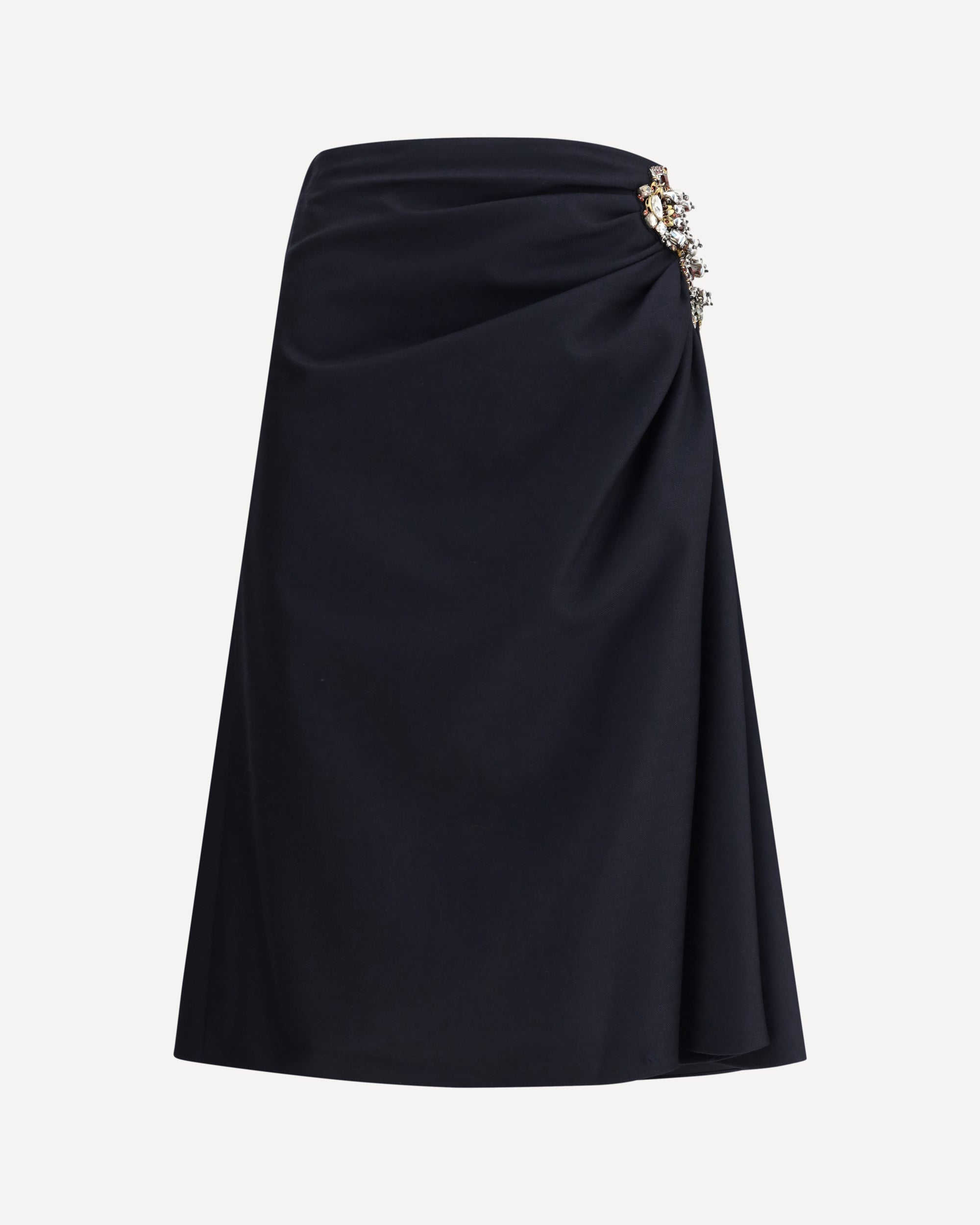DRIES VAN NOTEN Sovora Blue midi Skirt with lateral jewel