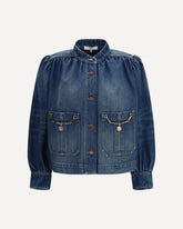 Gathered high-neck Jacket - BLUE | Base Blu