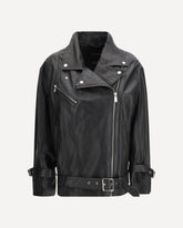 Leather biker Jacket - BLACK | Base Blu