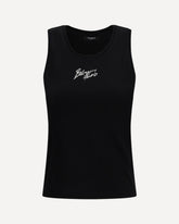 Paris brush print Tank Top - BLACK | Base Blu