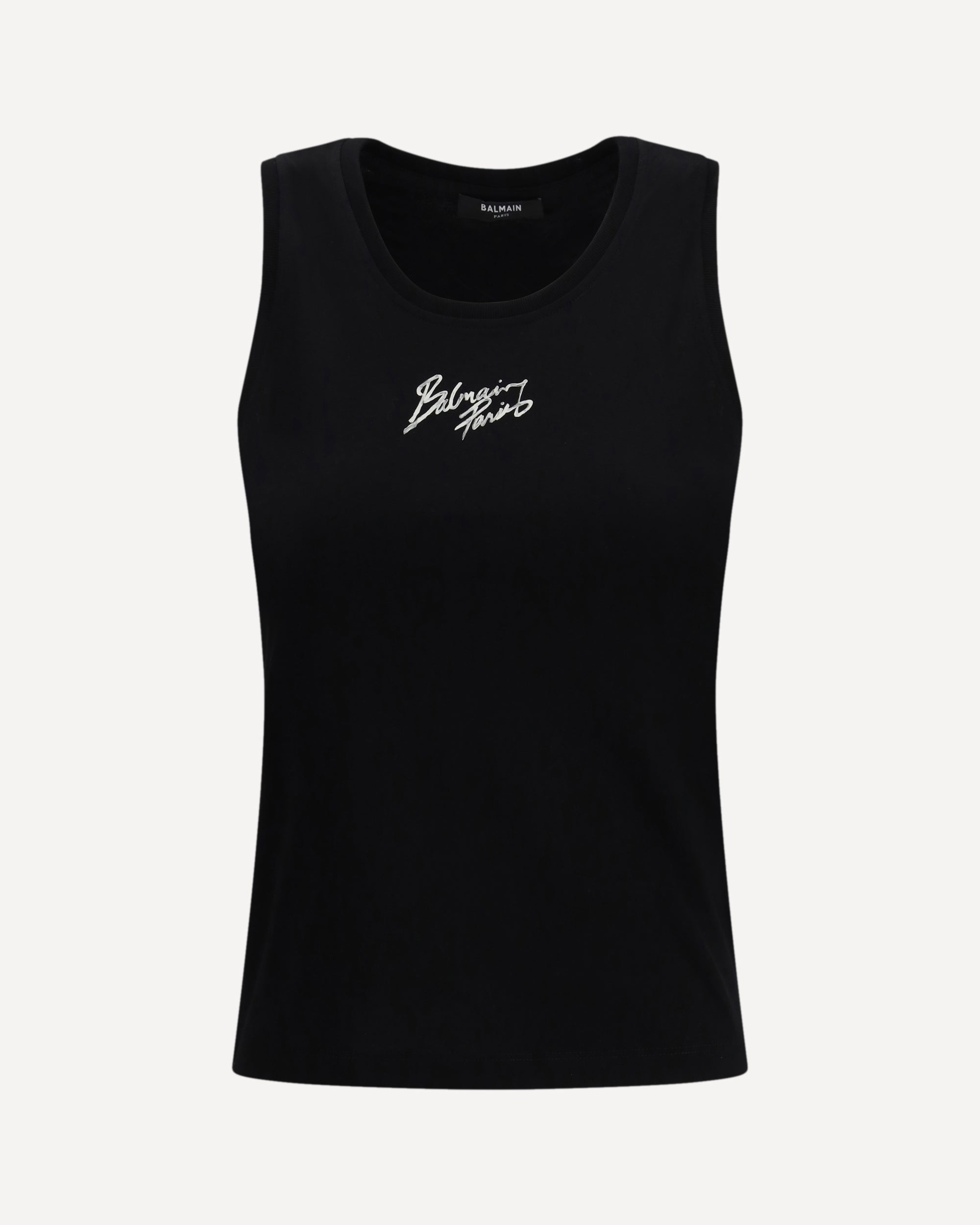BALMAIN Paris brush print Tank Top BLACK | Base Blu