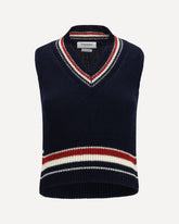 Hector striped V-neck Vest - BLUE | Base Blu