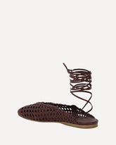 Leather net-effect Mules - BROWN | Base Blu