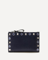 Portacarte Rockstud con borchie e pietre - NERO | Base Blu