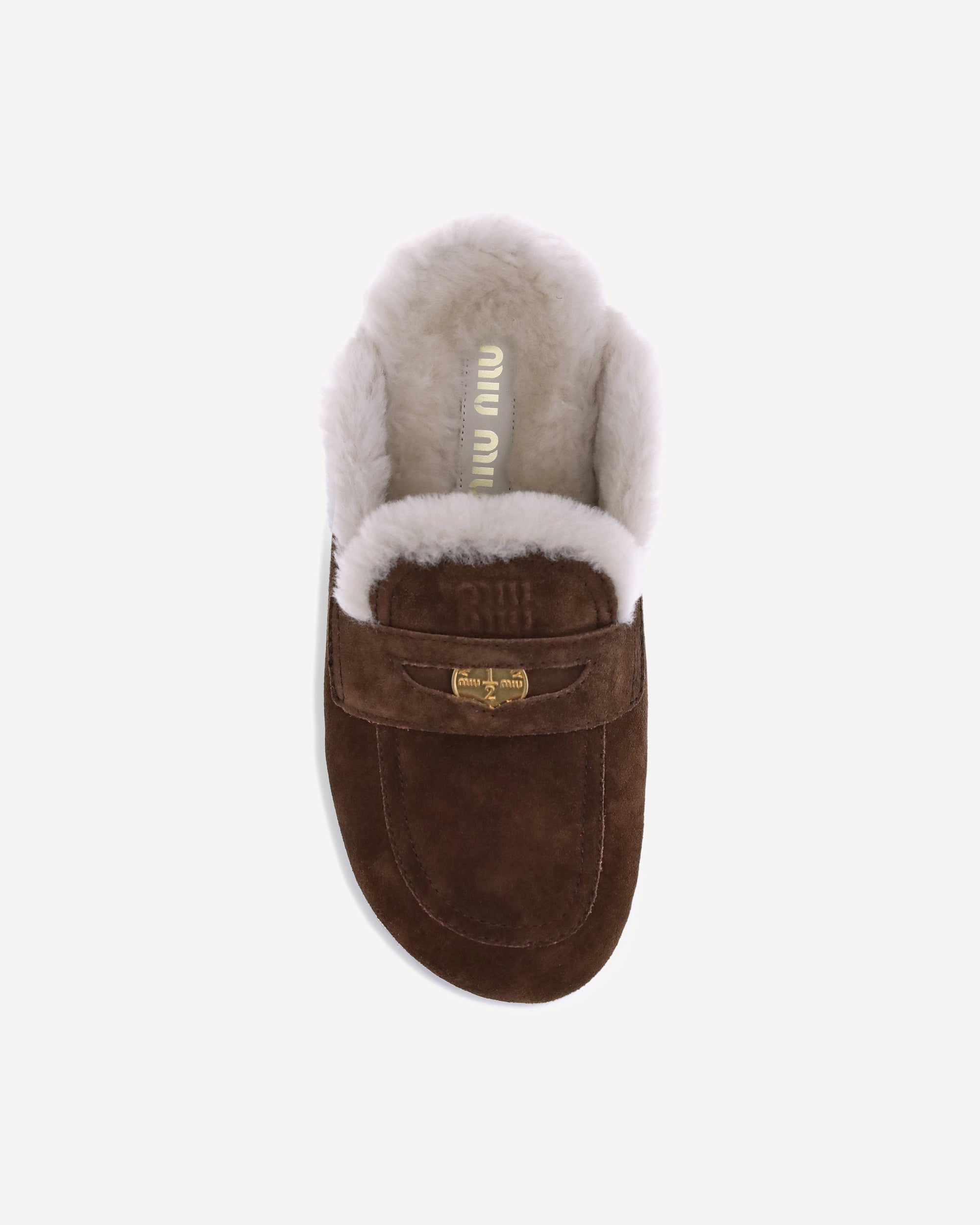 MIU MIU Shearling Mules BROWN | Base Blu