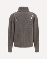 High-neck Sweater with perforated shoulders - BEIGE | Base Blu