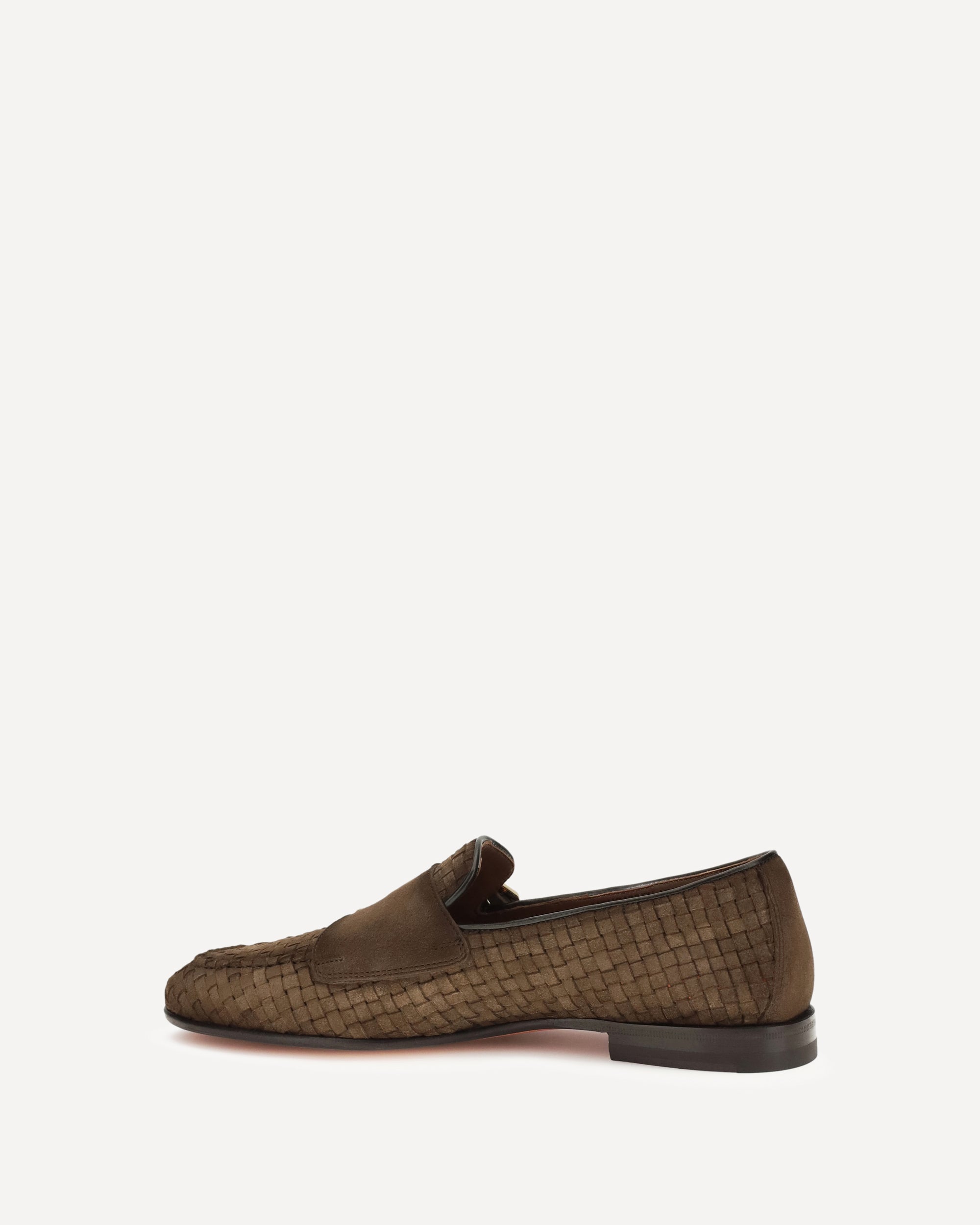 SANTONI Woven leather Loafers BROWN | Base Blu