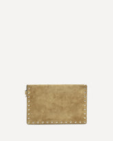 Medium Rockstud Clutch in suede - BEIGE | Base Blu