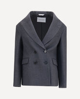Double-breasted wool Blazer - GREY | Base Blu