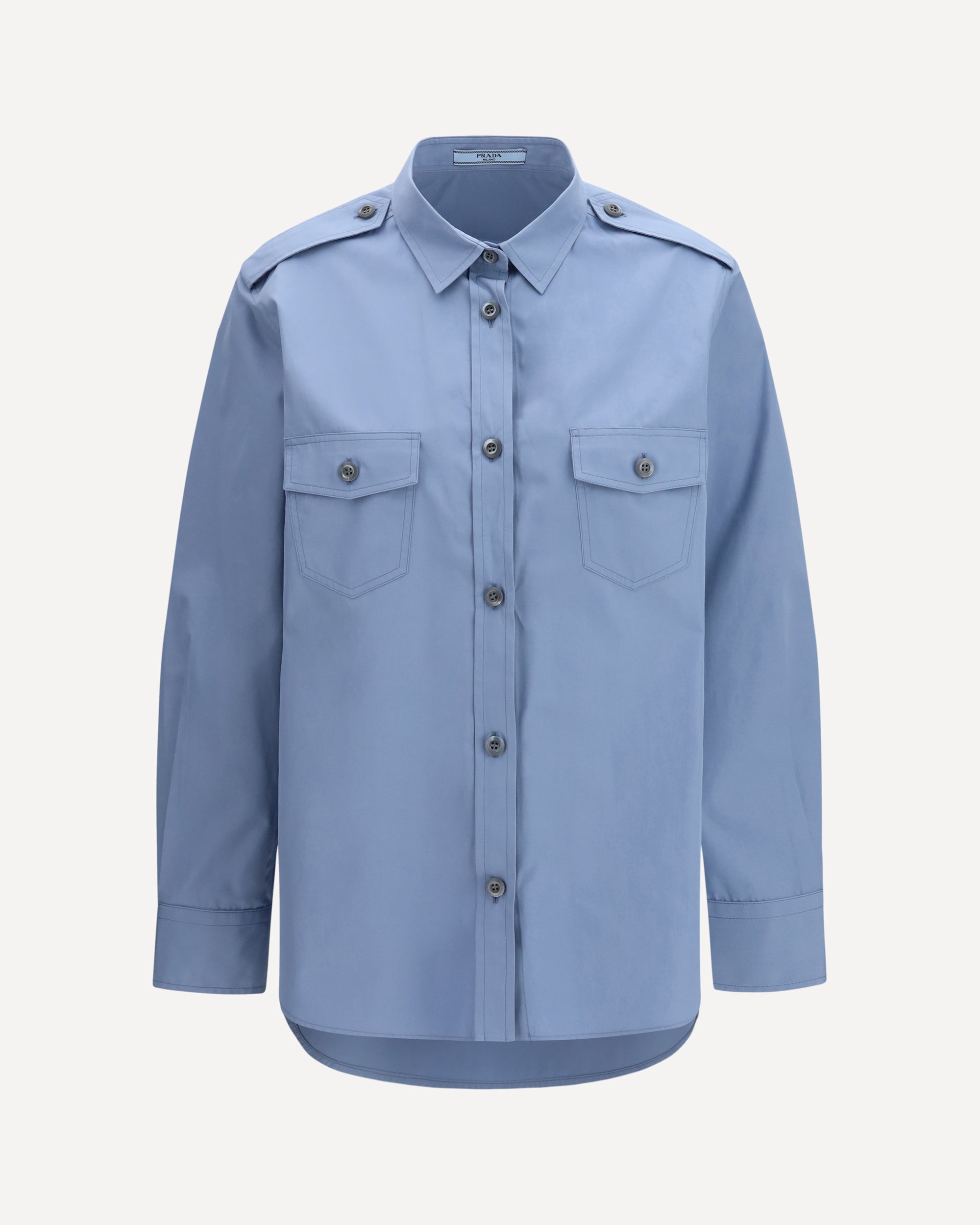 prada dress shirt Prada Cotton Poplin Shirt, Woman, Aviator Blue, Size 36