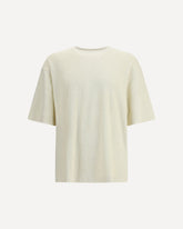 Crew Neck Short-Sleeve T-shirt with all-Over Logo - CREAM | Base Blu