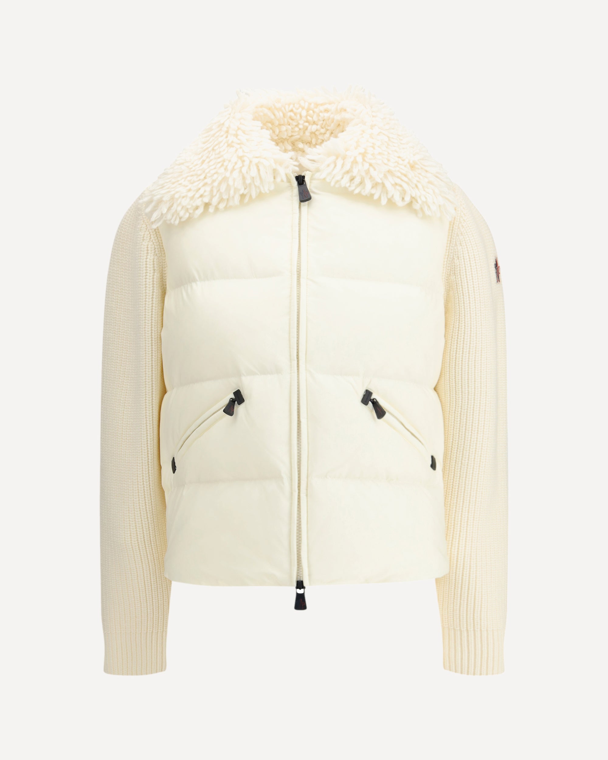 MONCLER GRENOBLE Padded wool zip-up Cardigan CREAM | Base Blu