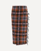 Tartan fringed wrap Skirt - BROWN | Base Blu