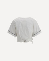 Buckle-knotted waist Blouse - WHITE | Base Blu