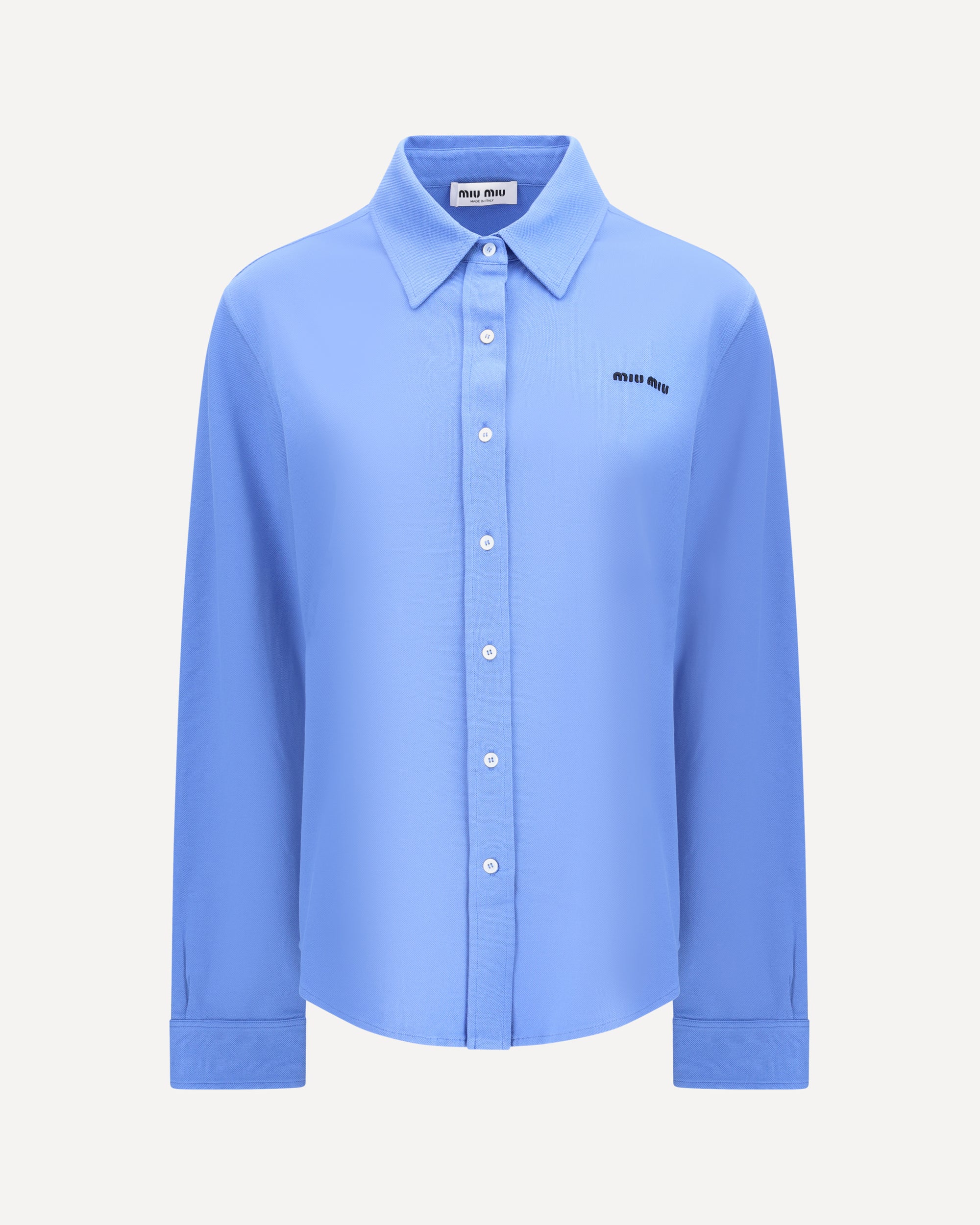 MIU MIU Long-sleeved Polo Shirt BLUE | Base Blu
