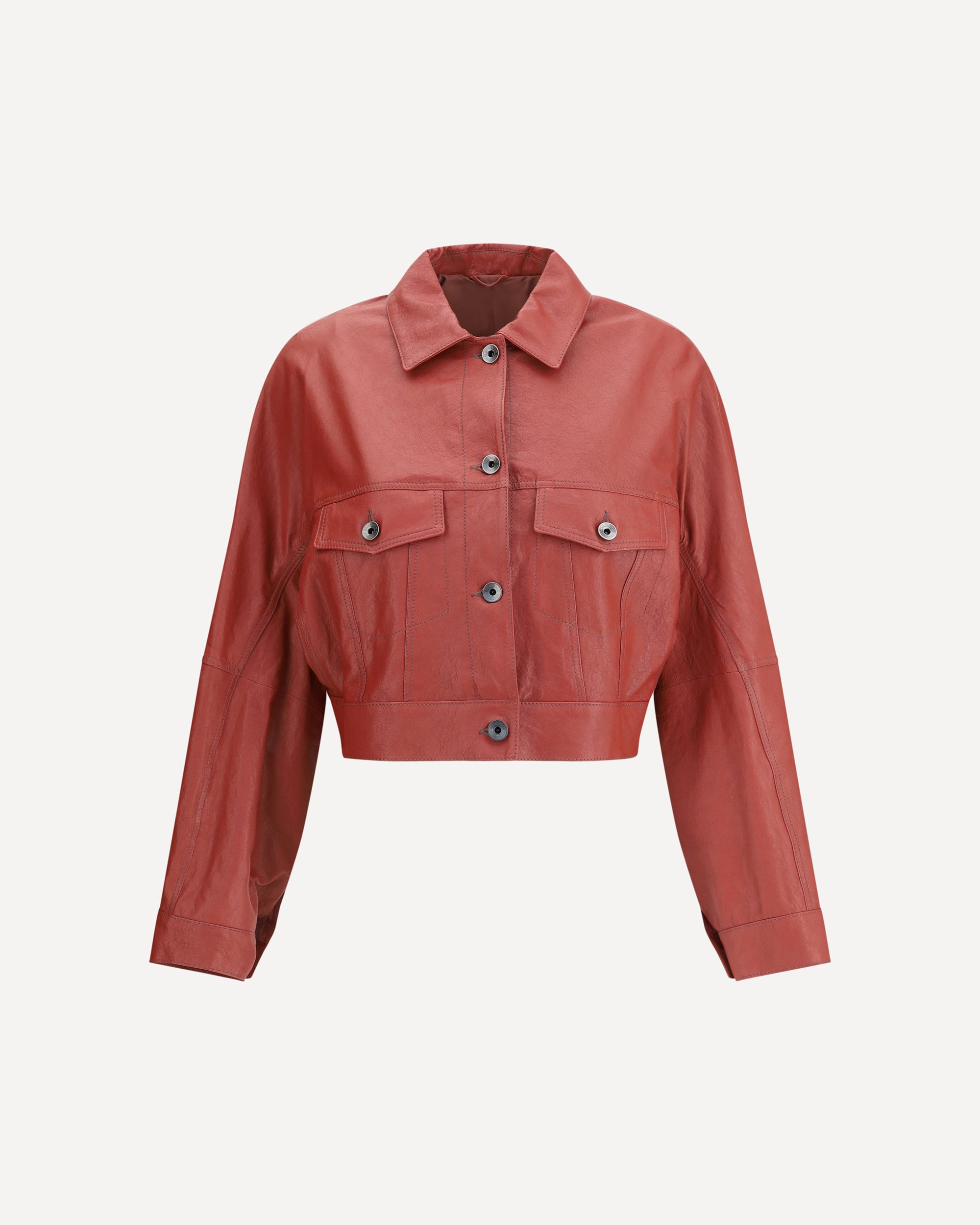 BRUNELLO CUCINELLI Leather Jacket BORDEAUX | Base Blu